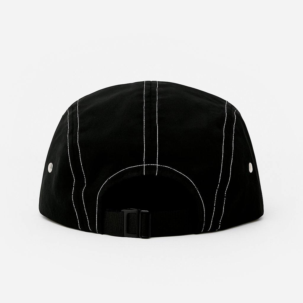 Boné Five Panel Streetwear Preto com Linha Branca