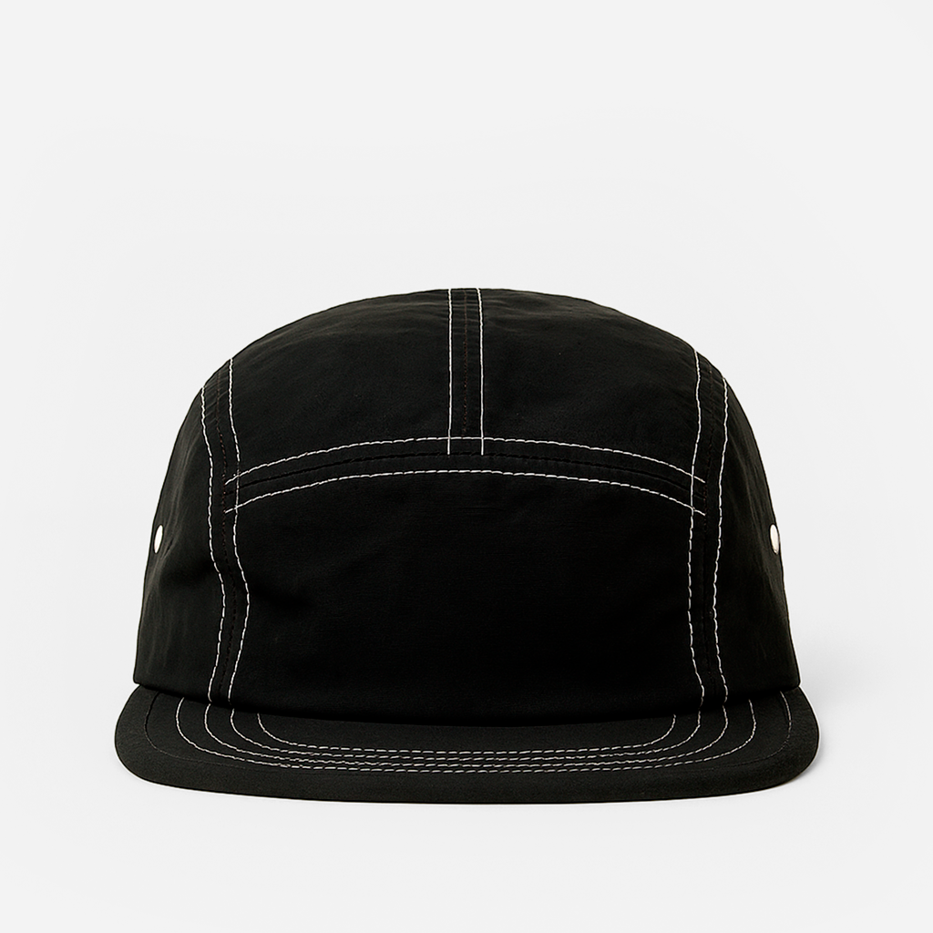 Boné Five Panel Streetwear Preto com Linha Branca